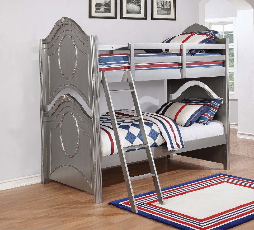 Metallic pewter twin-over-twin bunk bed by Coaster