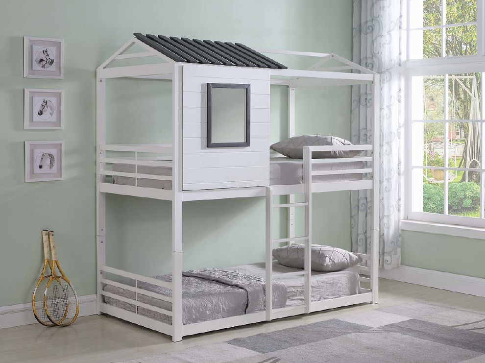 Belton light grey twin-over-twin bunk bed by Coaster