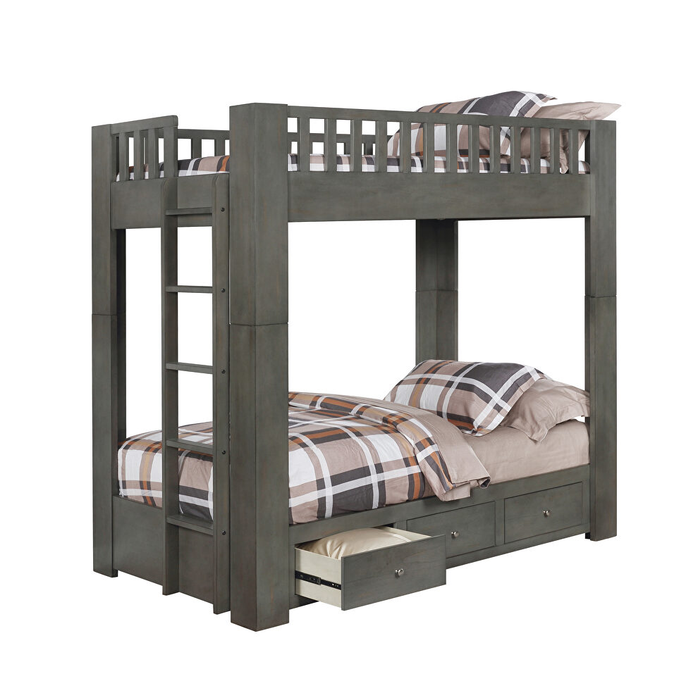 Antique gray wood finish bunk bed by Coaster