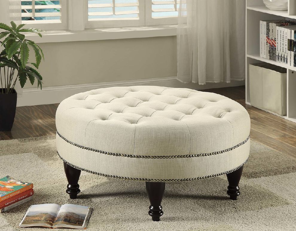 Traditional round cocktail ottoman by Coaster