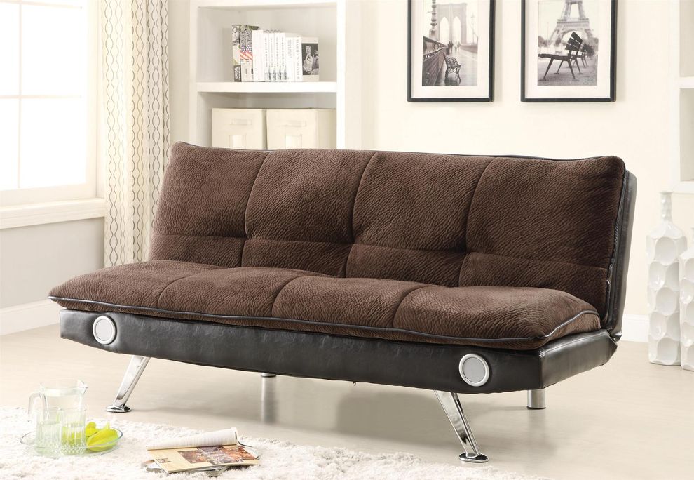 Brown padded texturized velvet sofa bed by Coaster