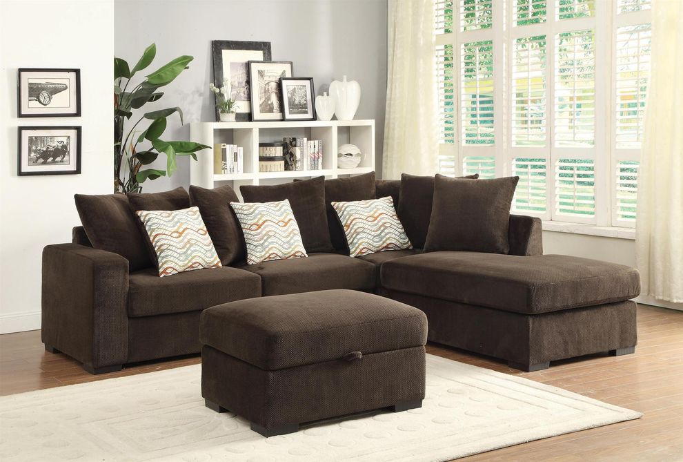 Reversible fluffy upholstered sectional sofa by Coaster