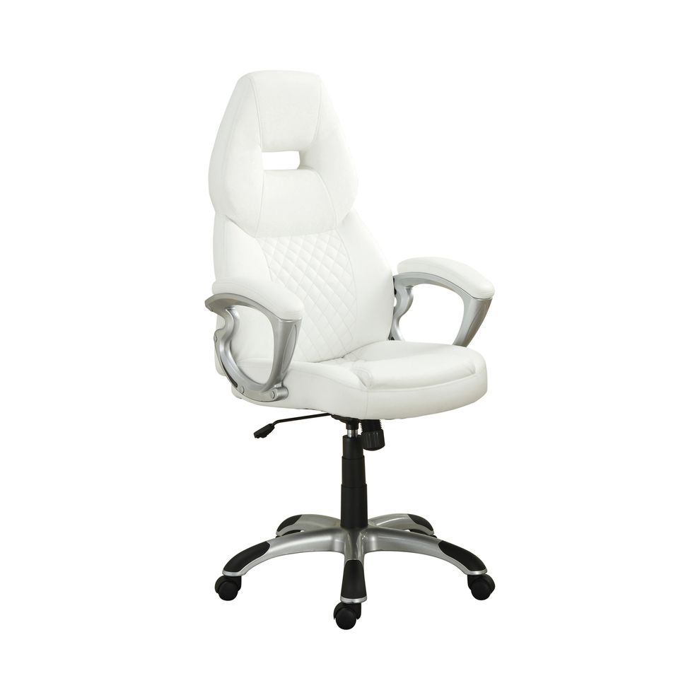Contemporary white office chair adjustable height by Coaster