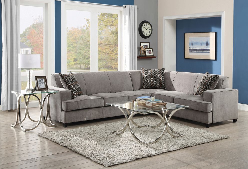 Gray spacious sectional sofa w/ pull-out sleeper by Coaster