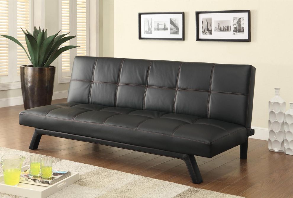 Black w/ red stitching sofa bed by Coaster