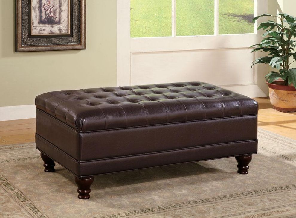 Storage bench/ottoman with tufted seating by Coaster