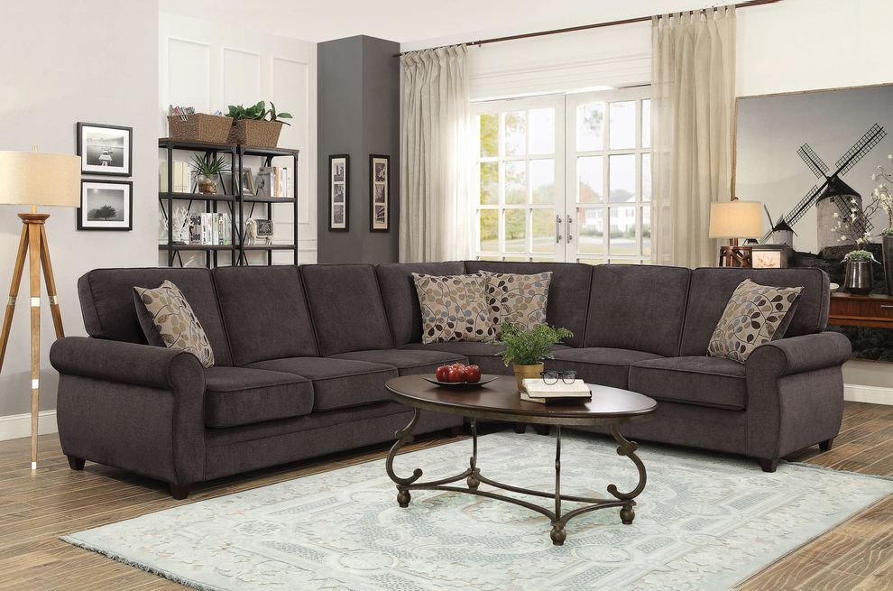 Chocolate chenille fabric sofa w/ sleeper option by Coaster
