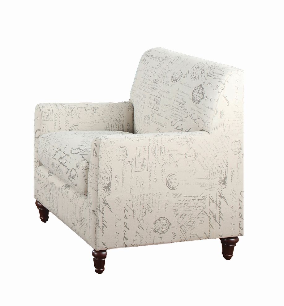 Traditional oatmeal fabric chair w/ rolled arms by Coaster