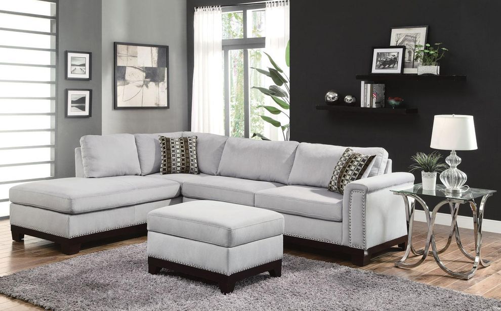 Track arm light gray colored sectional sofa by Coaster