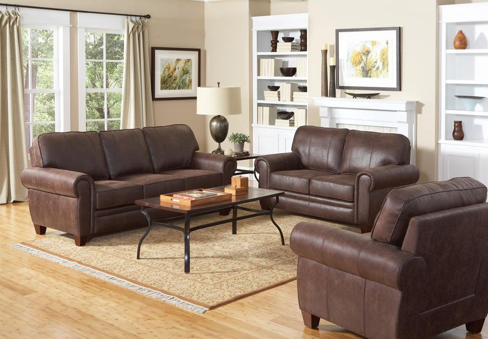 Brown microfiber fabric traditionally styled couch by Coaster