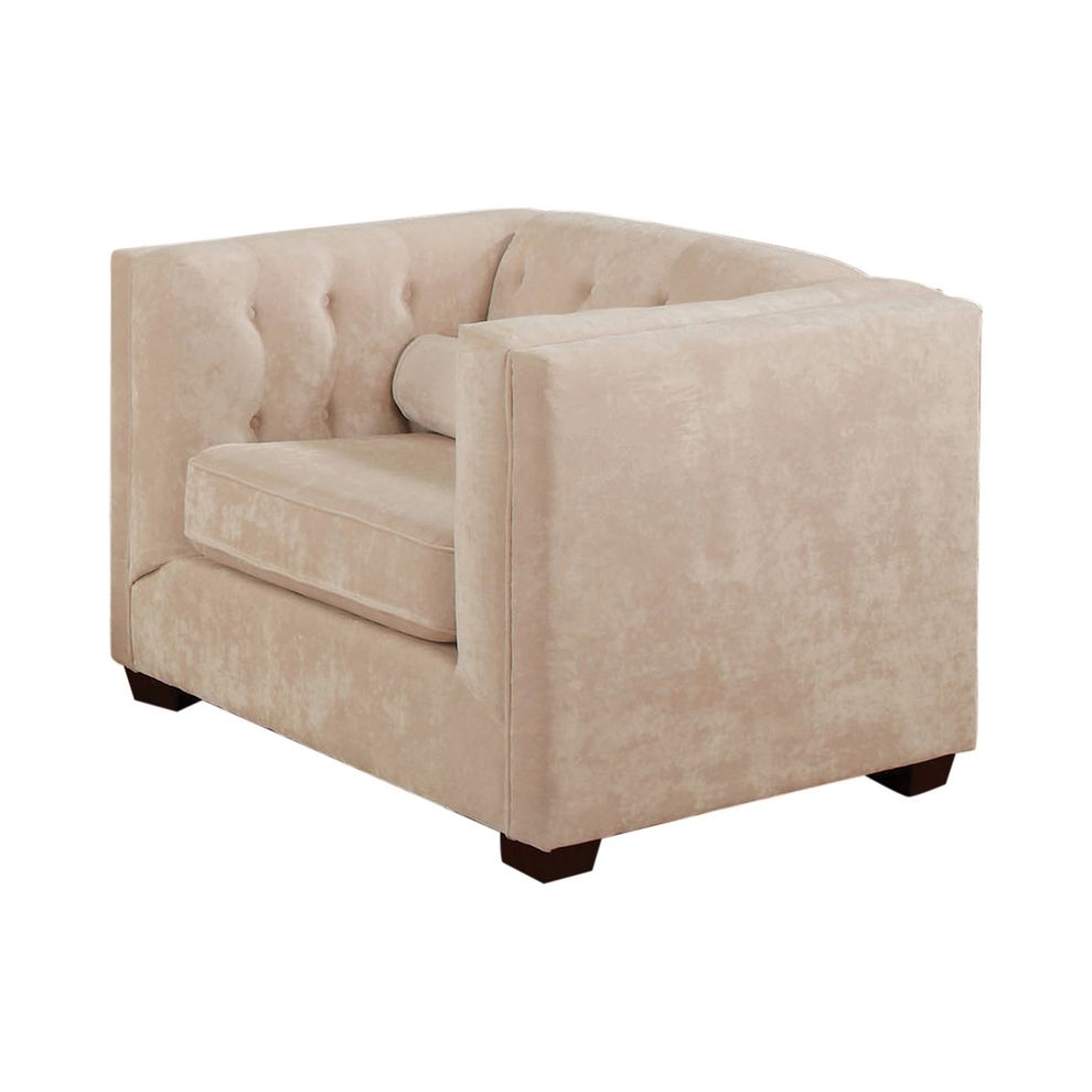 Micro velvet beige fabric transitional chair by Coaster