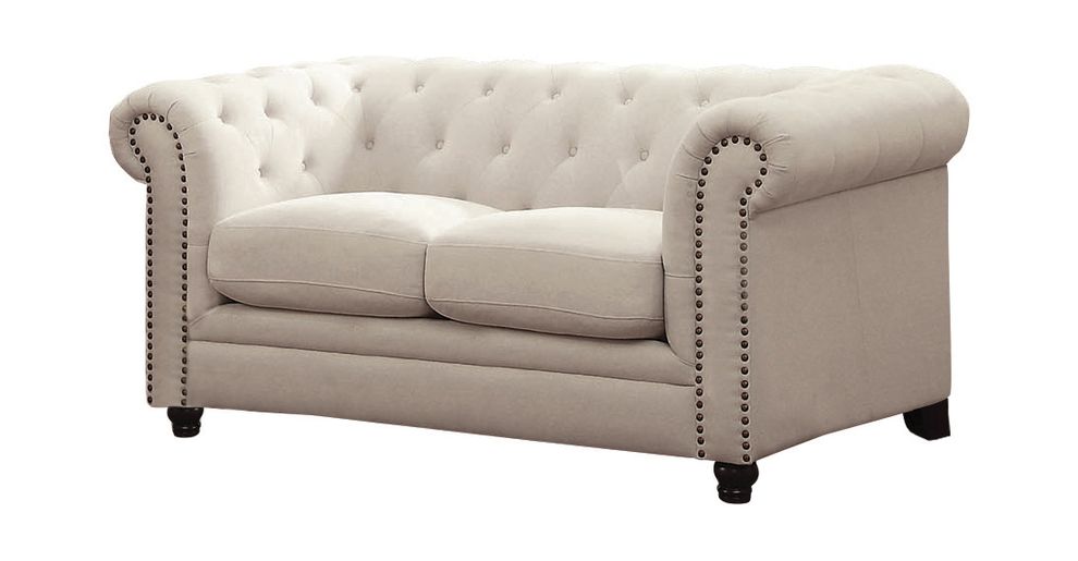Traditional button tufted loveseat w/ rolled back/arms by Coaster