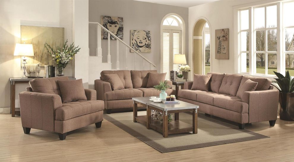 Linen-like mocha charcoul fabric casual style sofa by Coaster