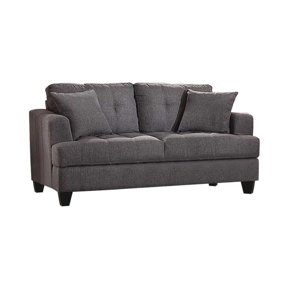 Transitional charcoal fabric loveseat by Coaster