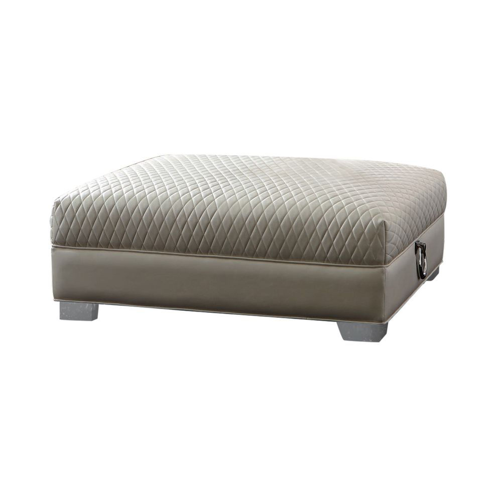Contemporary pearl white leatherette ottoman by Coaster