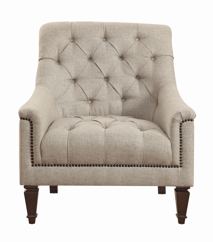 Traditional beige fabric tufted chair by Coaster