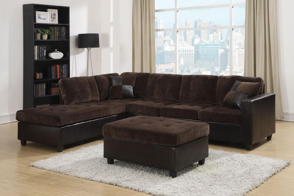 Two-toned casual espresso sectional sofa by Coaster