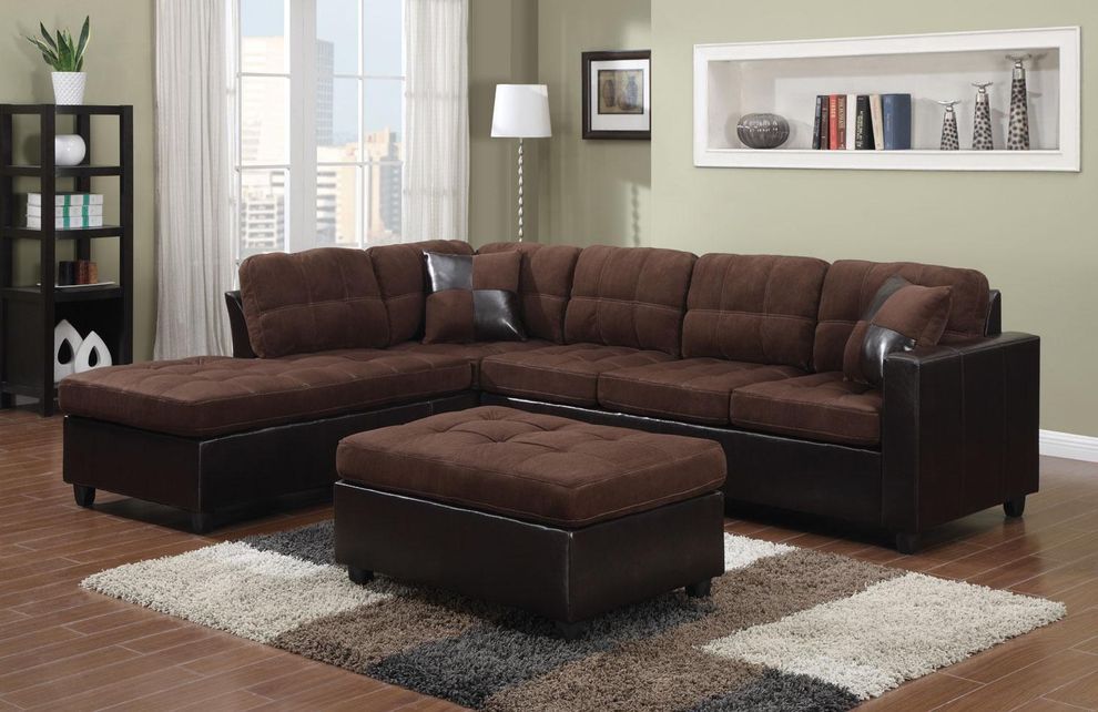 Two-toned dark brown casual sectional sofa by Coaster