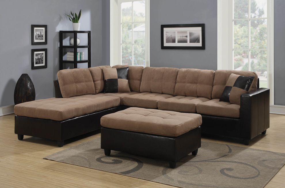 Two-toned casual brown stylish sectional sofa by Coaster
