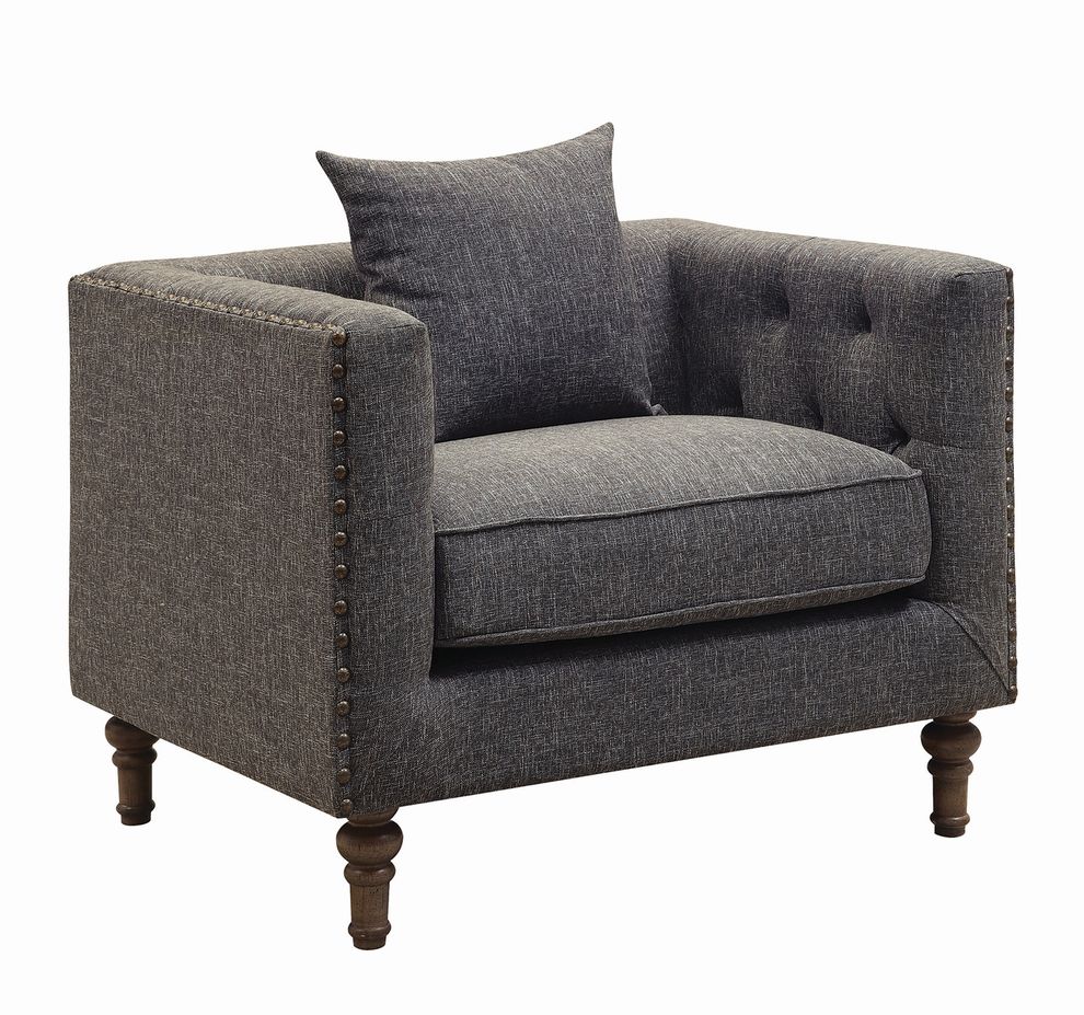 Gray tweed-like fabric modern chair by Coaster