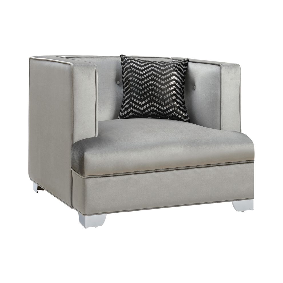 Silver velvet fabric glam style chair by Coaster