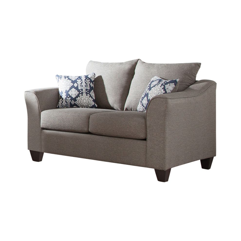 Transitional grey linen-like fabric loveseat by Coaster