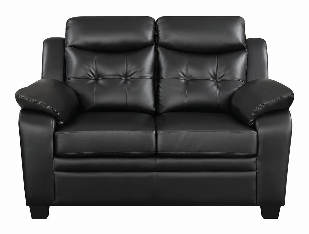 Black leatherette loveseat in casual style by Coaster