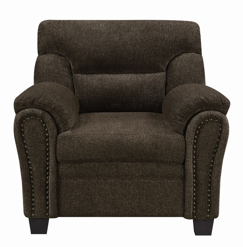 Brown chenille fabric casual style chair by Coaster
