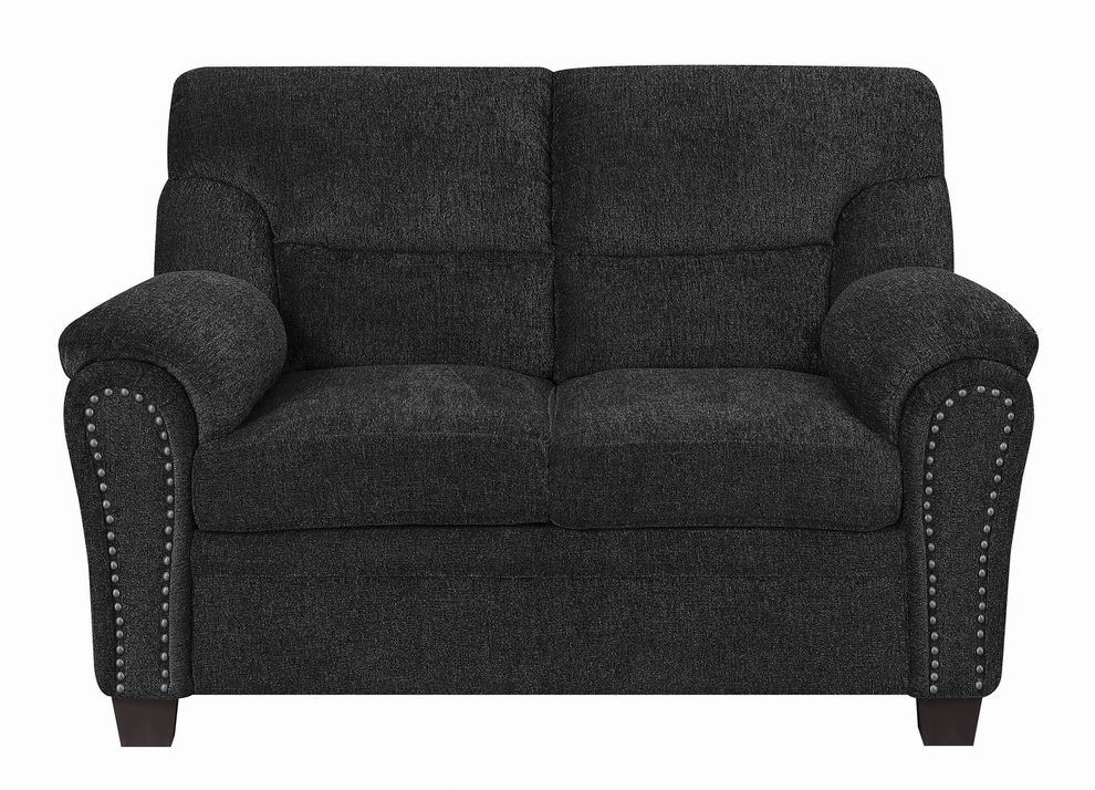 Graphite chenille fabric casual style loveseat by Coaster