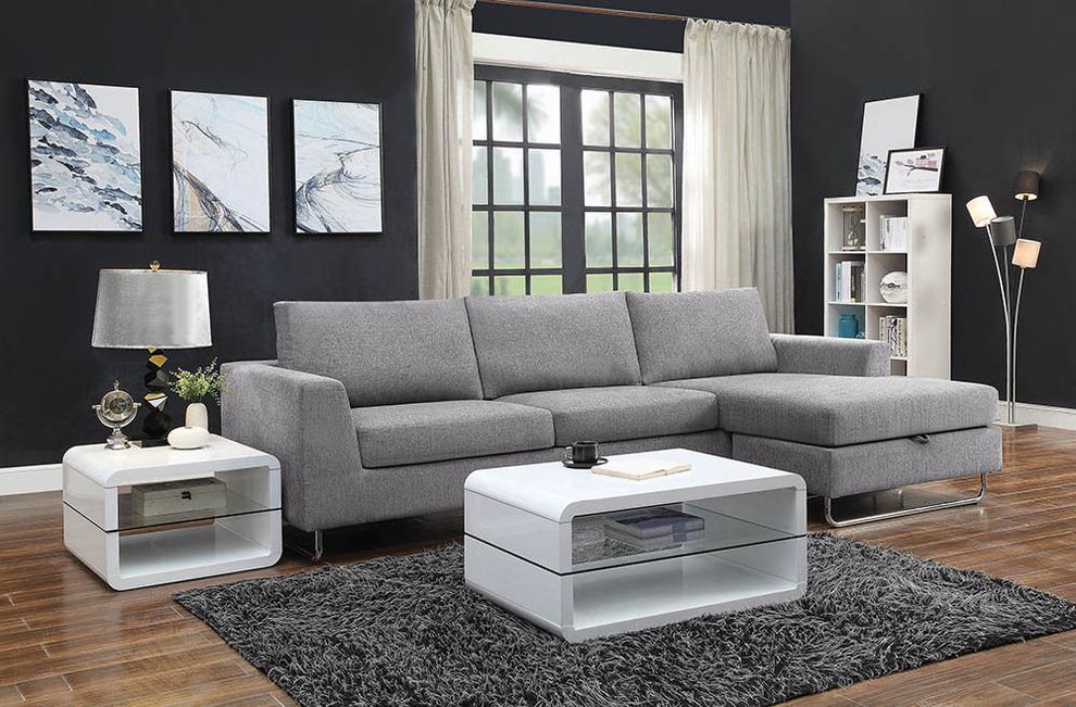 Gray woven fabric contemporary sectional by Coaster