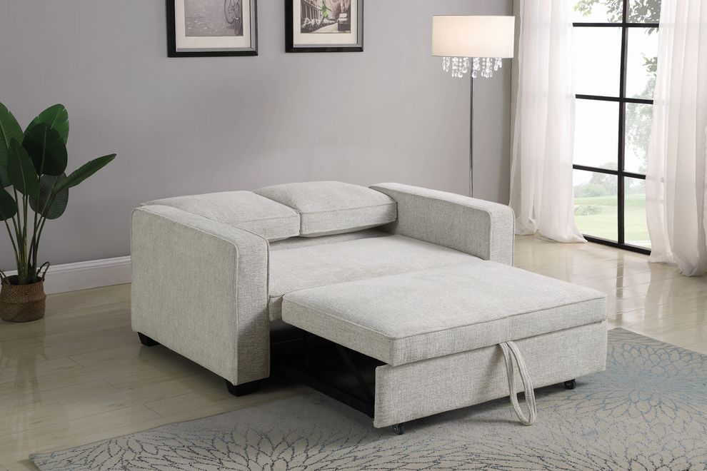 Sleeper sofa bed in beige chenille fabric by Coaster
