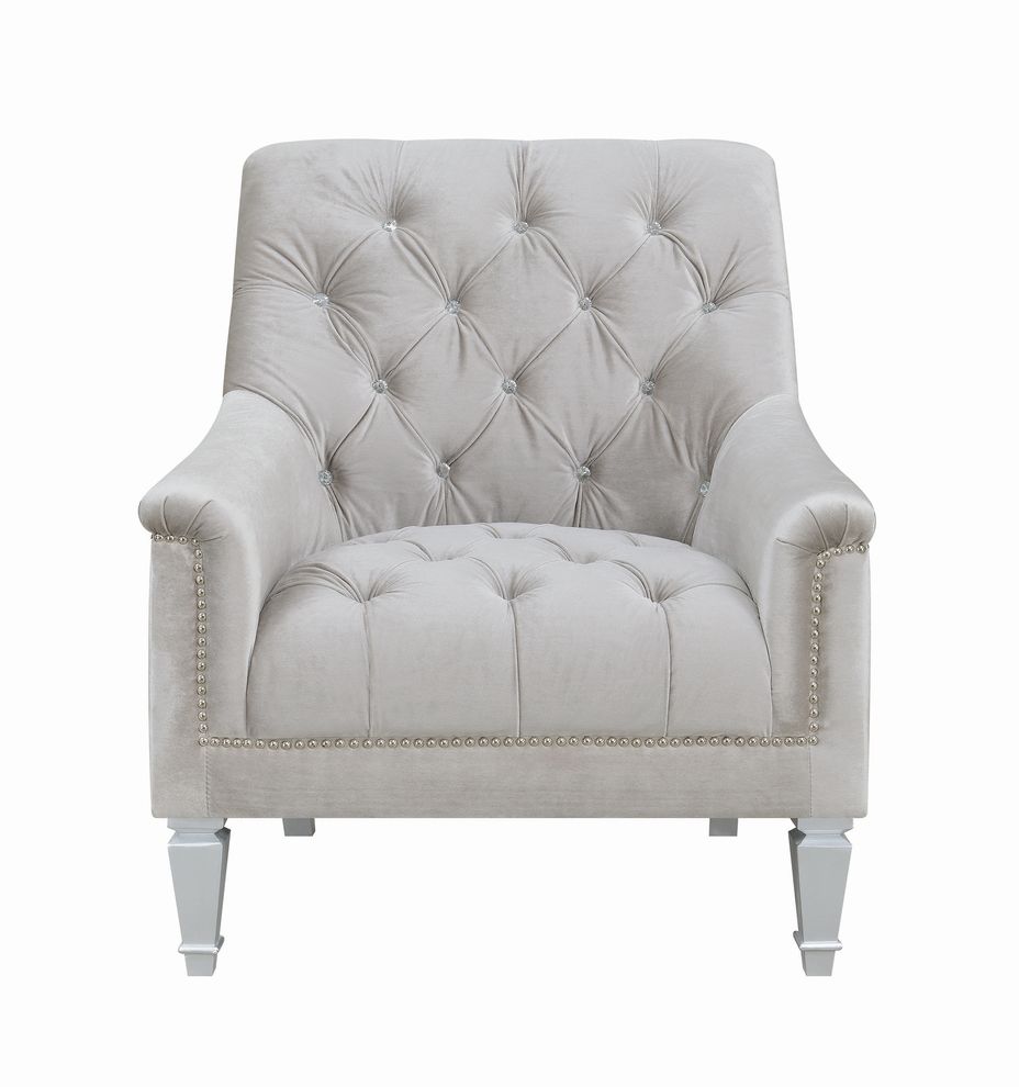 Traditional gray fabric tufted curved back chair by Coaster