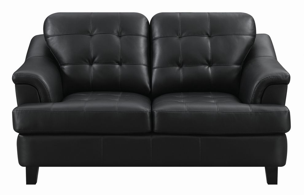 Snow black leatherette casual style loveseat by Coaster