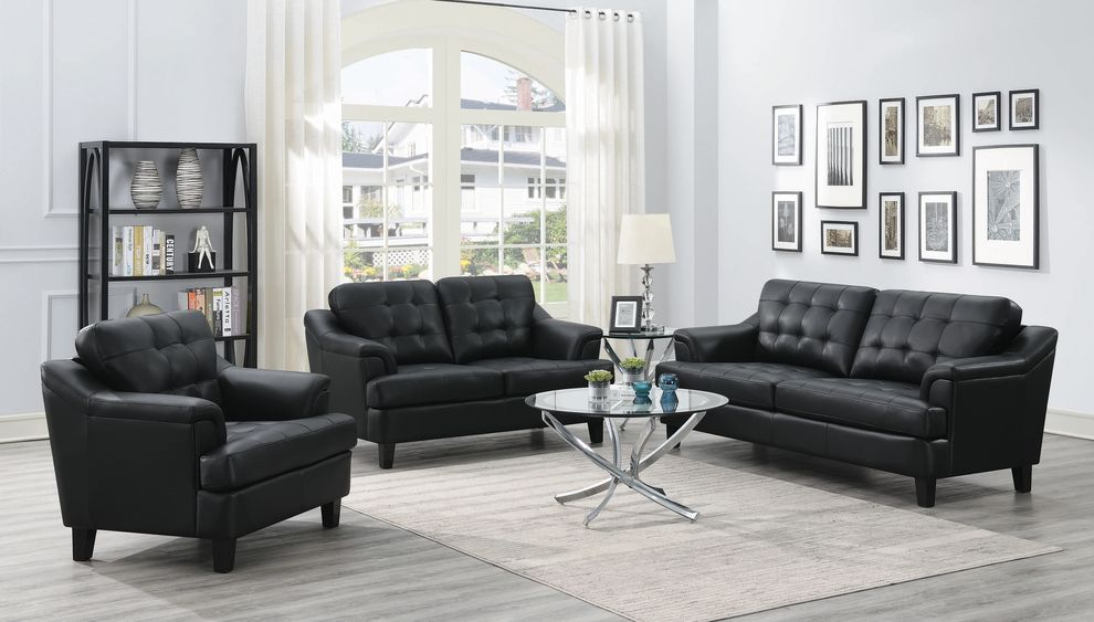 Snow black leatherette casual style sofa by Coaster
