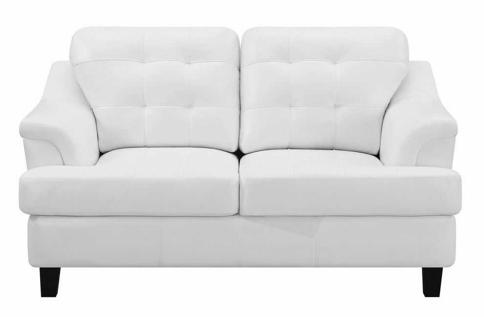 Snow white leatherette casual style loveseat by Coaster
