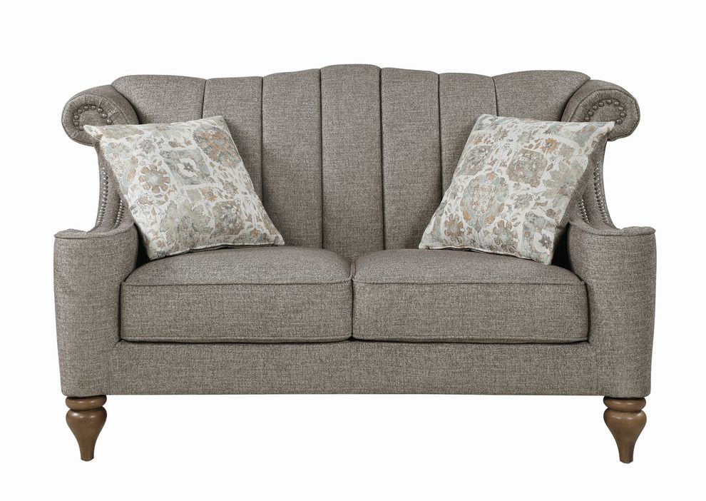 Brown / gray chenille fabric casual style loveseat by Coaster