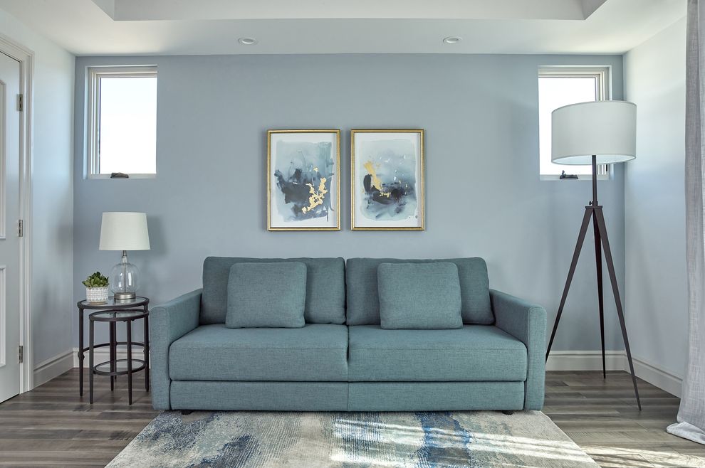 Blue linen-like fabric sofa bed / sleeper sofa by Coaster
