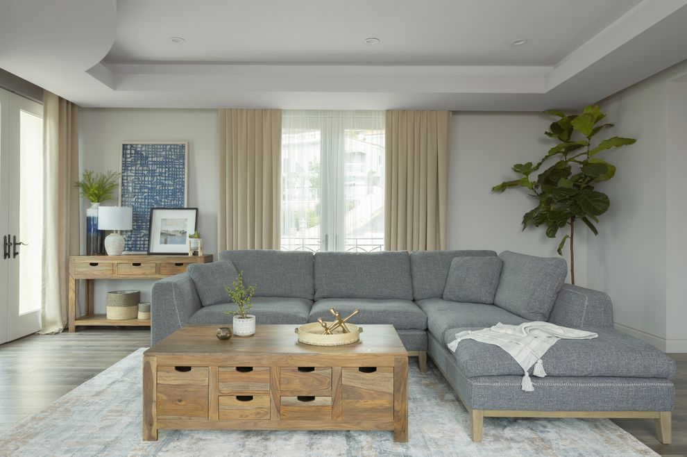 Gray fabric sectional sofa in mid-century design by Coaster