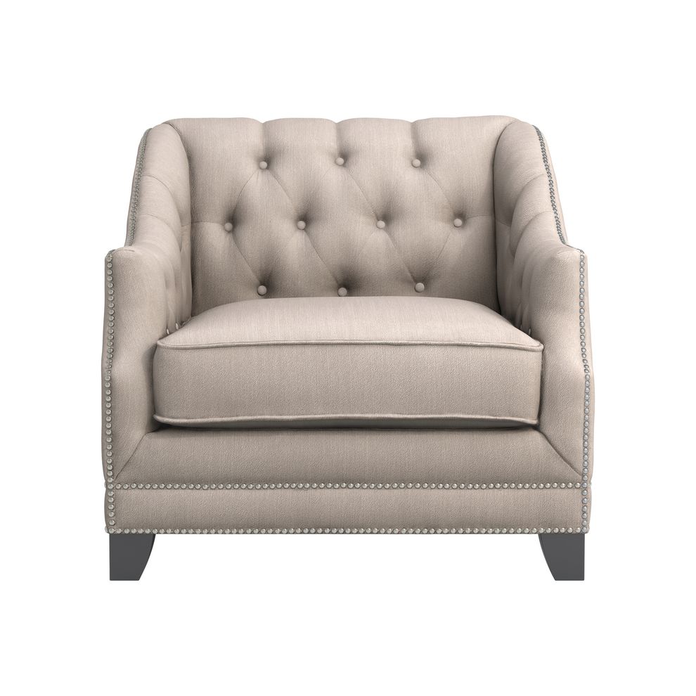 Beige polyester casual style chair w/ nailhead trim by Coaster