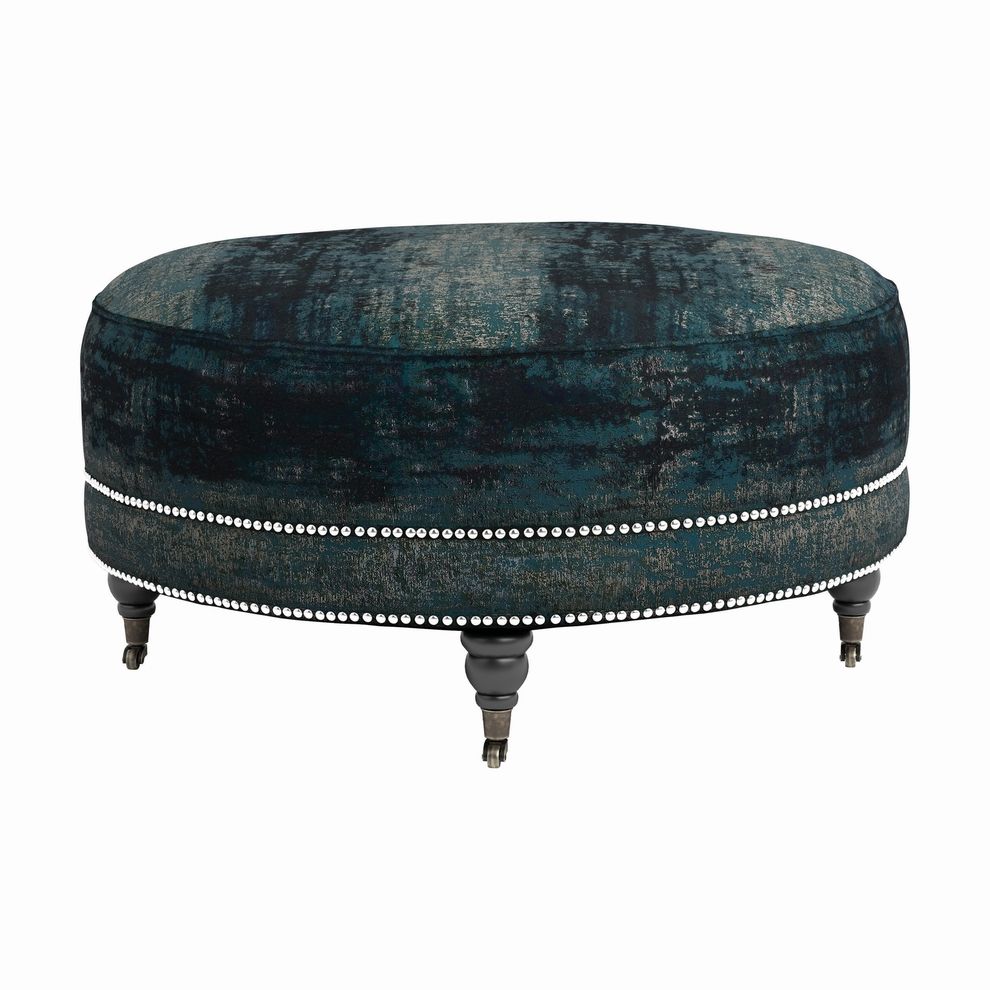Ottoman in peacock distressed fabric by Coaster