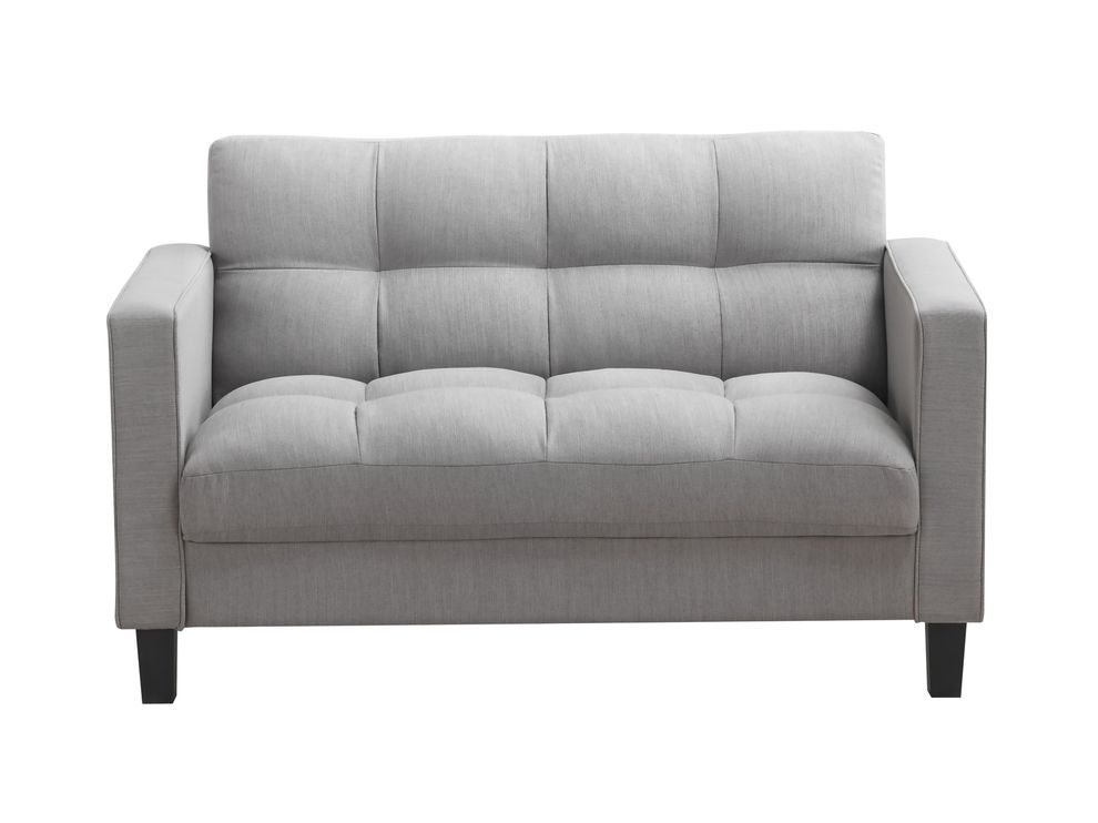 Woven gray fabric grid tufting style loveseat by Coaster