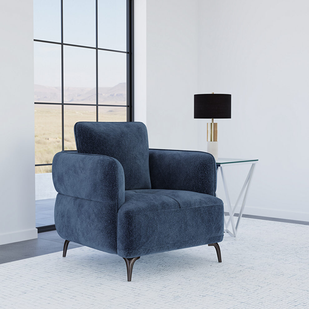 Blue chenille fabric modernistic chair by Coaster