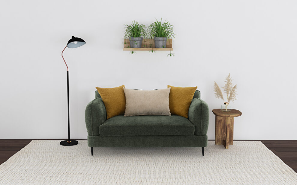 Green chenille fabric low-profile modern loveseat by Coaster