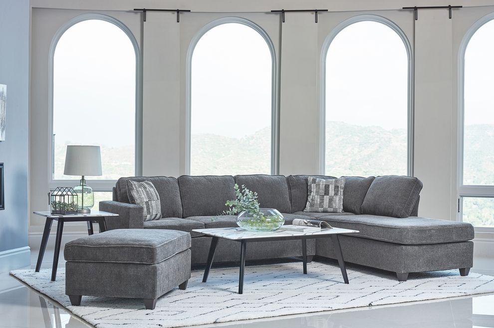 Dark gray fabric chenille sectional sofa by Coaster