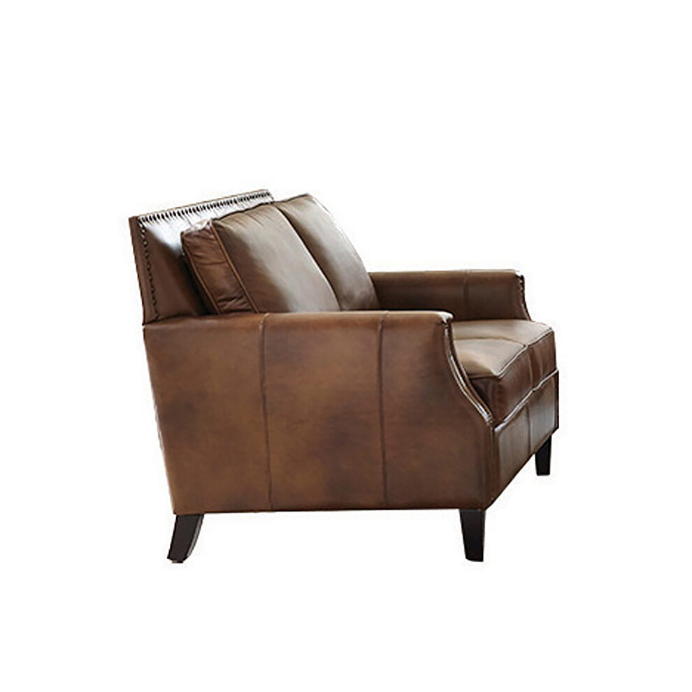 Loveseat beautifully mottled top grain brown leather upholstery by Coaster
