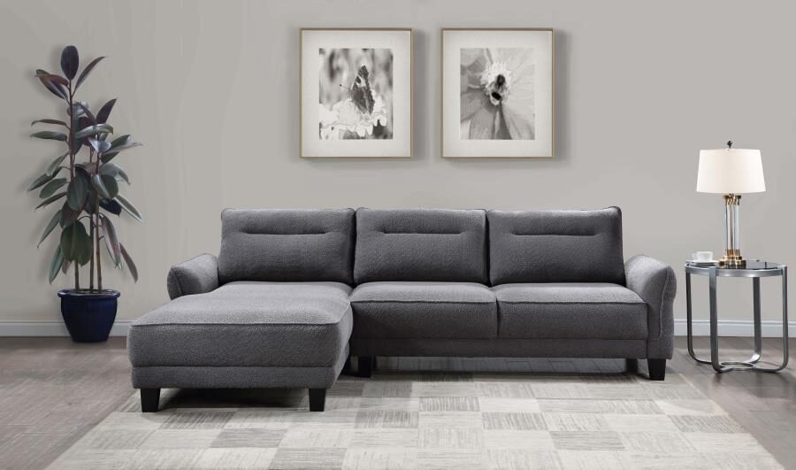 Upholstered curved arms sectional couch by Coaster