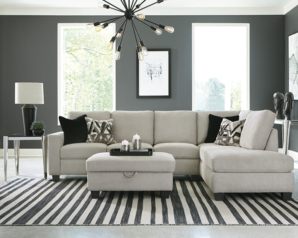 Sectional sofa fully encased solid wood frame by Coaster