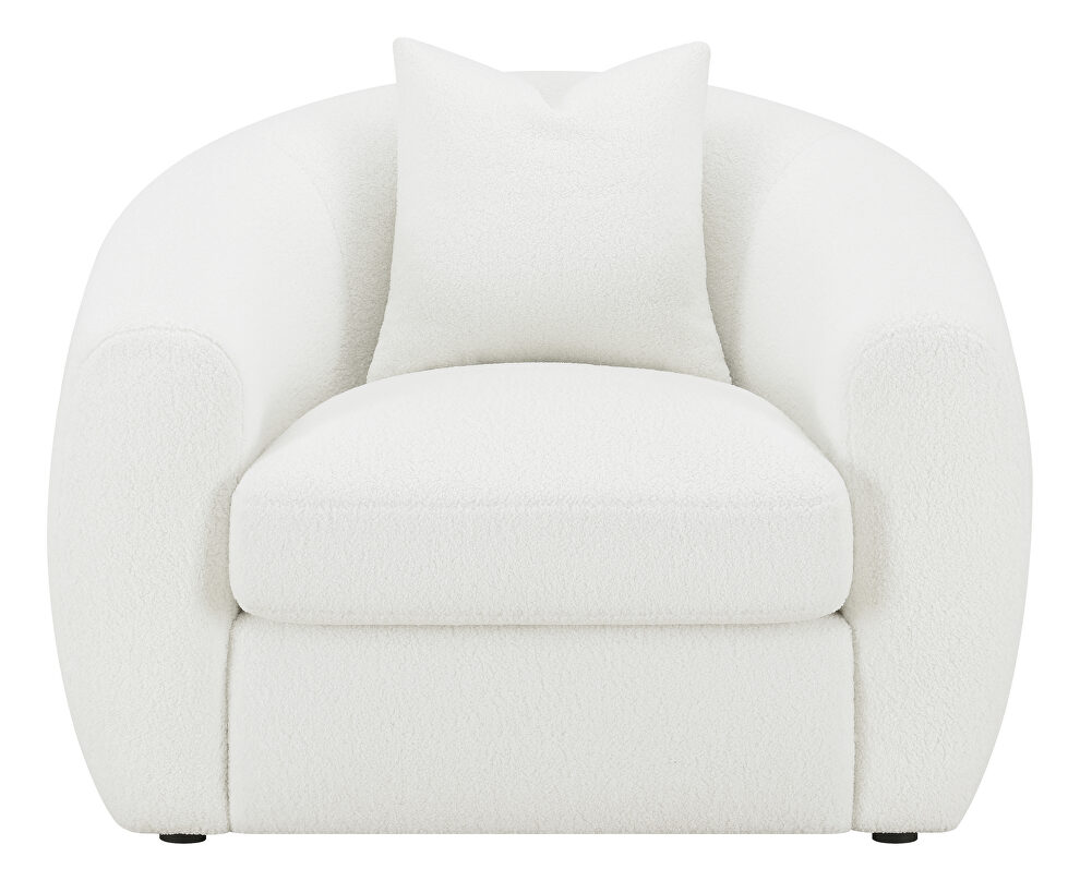 Upholstered tight back chair in white faux sheepskin by Coaster