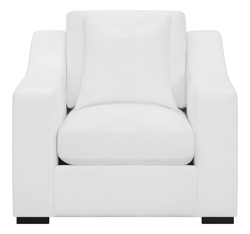 Upholstered sloped arms chair white by Coaster