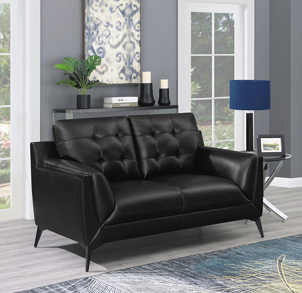 Black performance breathable leatherette upholstery loveseat by Coaster
